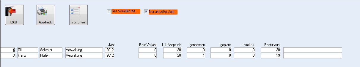 Personalverwaltung / Zeiterfassung -  Urlaub Verlauf